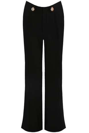 Black Tailored Wide Leg Trouser With Button Detail