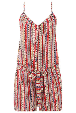 Red Strap Neck Playsuits