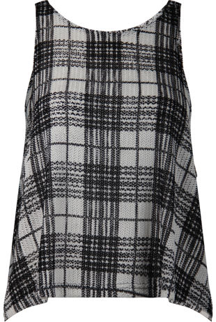 Black Check Vest Top