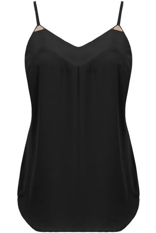 Black Chiffon Cami Gold Plated Top