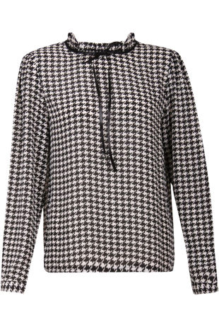 Dog Tooth Print Neck Tie Top