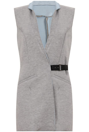 Grey Contrast Collar Gilet - Blue Lining