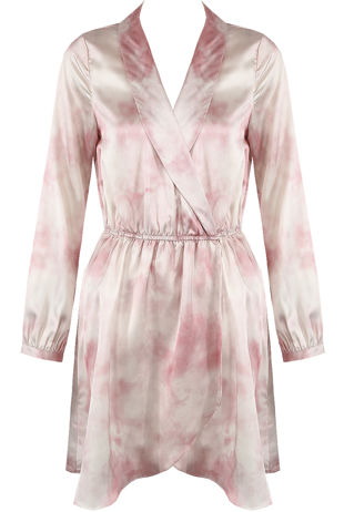 Satin Shawl Lapels Wrap Dress