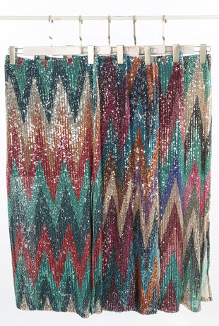 Mix Pack Zig Zag Sequin Side Slit Maxi Skirt