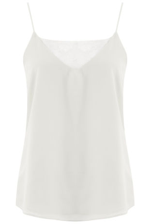 White Front & Back Lace Insert Chiffon Vest