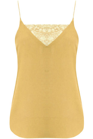 Yellow Front & Back Lace Insert Chiffon Vest