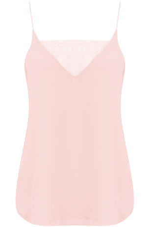 Rose Front & Back Lace Insert Chiffon Vest