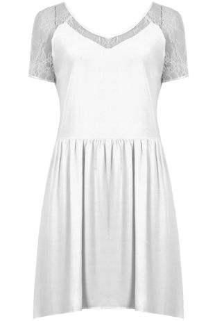 Cream Lace Detail Elasticated High Waist Low Dress