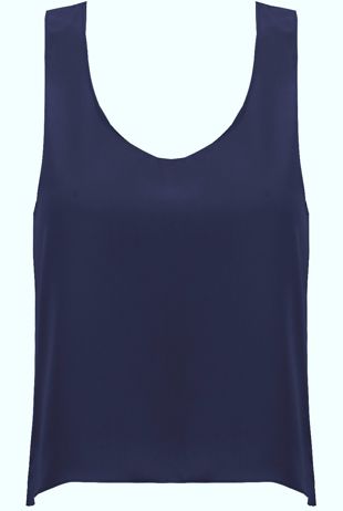 Navy Blue Chiffon Cropped Vest Top