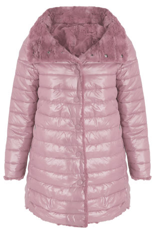 Pink Reversible Puffer Fur Coat 