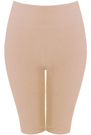 Beige Textured Cycling Shorts