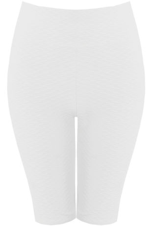 White Textured Cycling Shorts