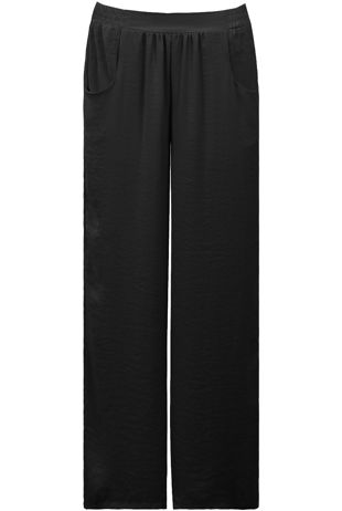 Black Elasticated Waist Side Pocketed Palazzo Trouser