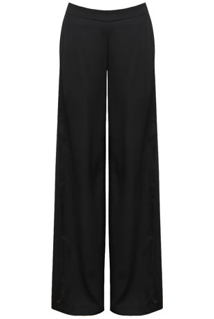 Black Sides Cut Detailed Palazzo Trouser
