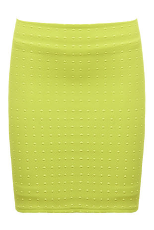Green Diamond Textured Zip Up Mini Skirt 