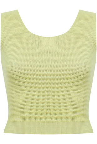 Yellow Knitted Body Shaped Fitted Crop Top