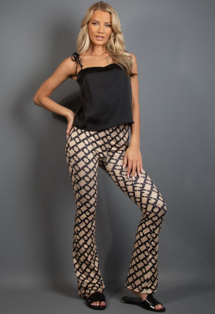 Black Embellished Flare Trousers-Copy