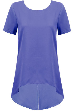 Royal Split Back Sheer Hem Top