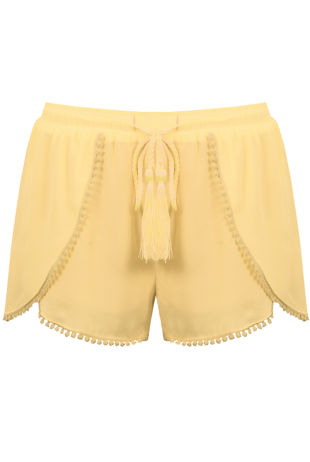 Yellow Braided Trim Shorts