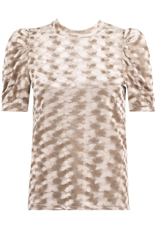 Beige Velvet Contrast Textured Blouse