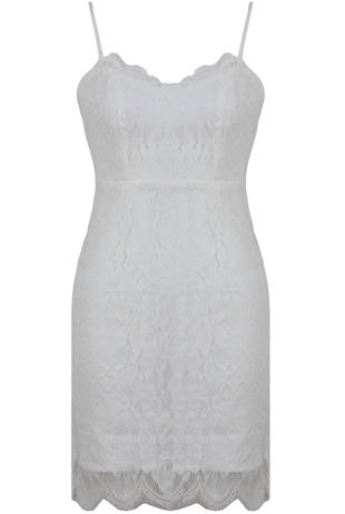 White Block Colour Lace Bodycon Mini