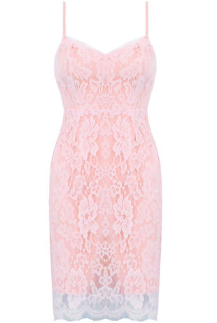  Baby Pink Lace Bodycon Mini