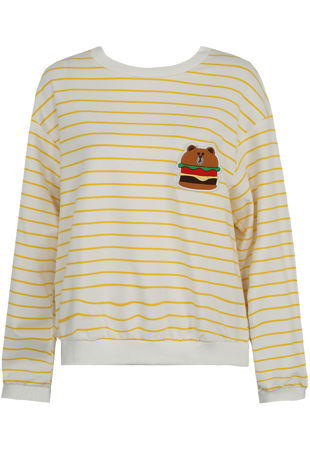 Yellow Stripe Sweatshirt With Motif