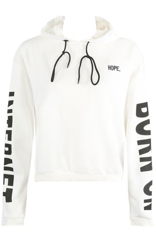 white Hope Slogan Hooded Sweatshirt