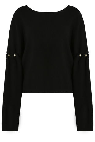 Black Pearl Detailed Back Tie Up Jumper