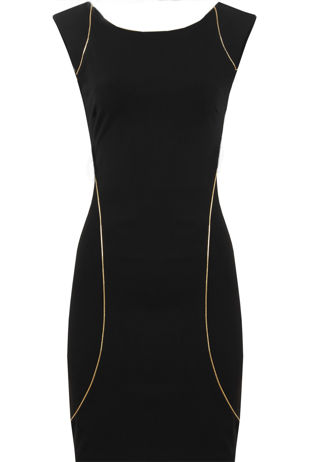 Black Bodycon Dress With Gold Trim