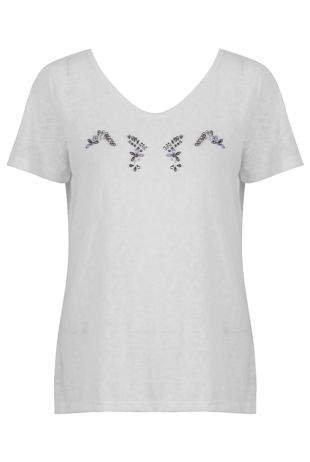 White Metallic Print Brooklyn T-Shirt-Copy