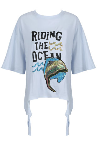 White Riding the Ocean Torn Up Tee