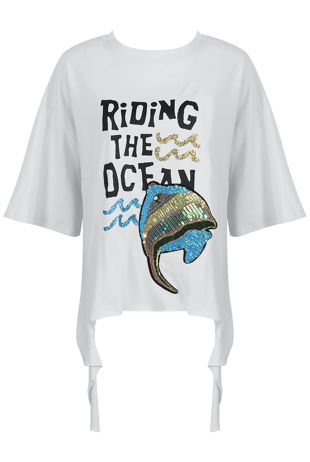 White Riding the Ocean Torn Up Tee