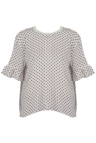 Polka Dot Frill Sleeve Top