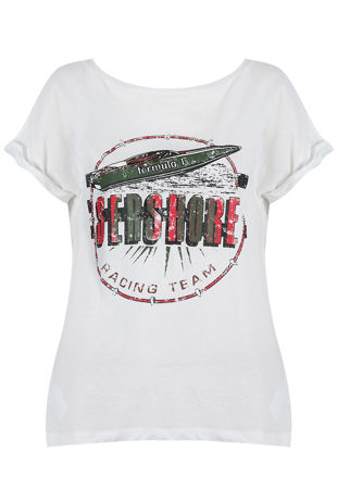 White SERSHORE Printed Tee