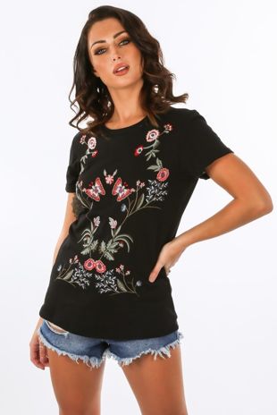 Black Embroidery Tees