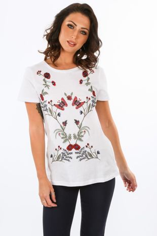 White Embroidery Tees