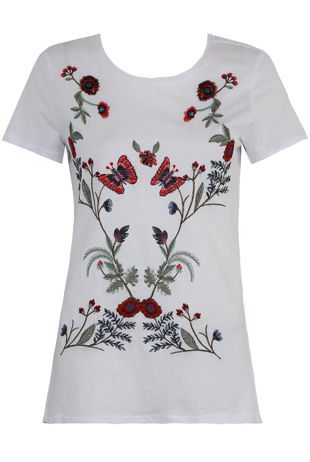 White Embroidery Tees