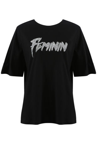 Black FEMININ Slogan Tee