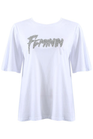 White FEMININ Slogan Tee