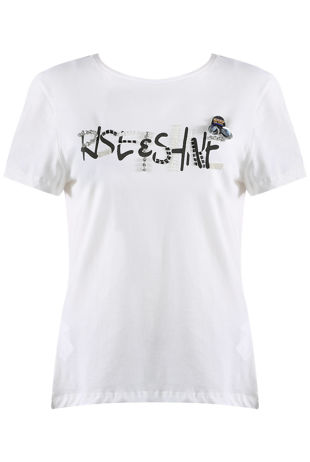 white Rise & Shine Gem Trim Tee 