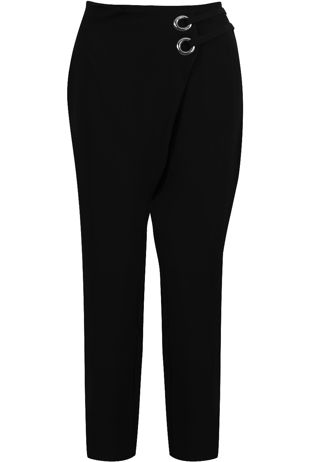 Tapered Eyelet Wrap Pants in Black
