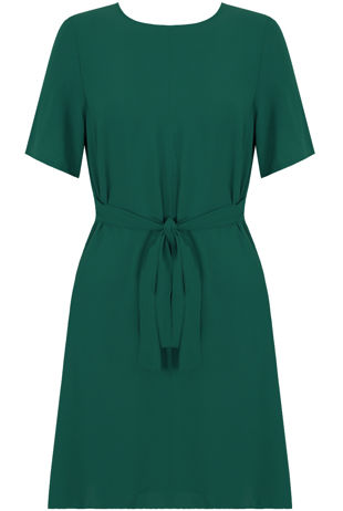 Green Waist Tie Up Shift Dress 