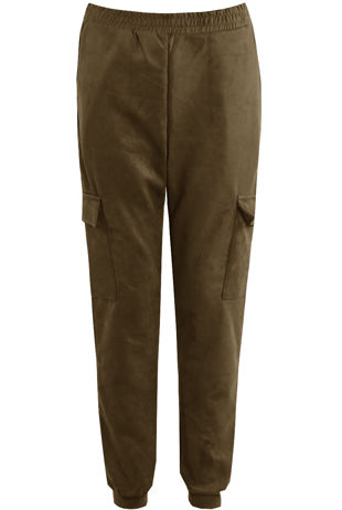 Khaki Suede Side Pocketed Trouser-Copy