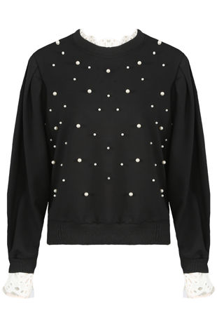 Black Pearl With Lace Trim Jumper