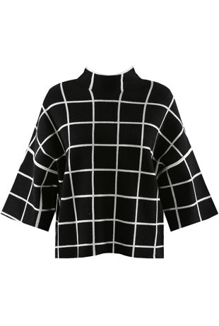 Black Over Sized Check Print Jumper