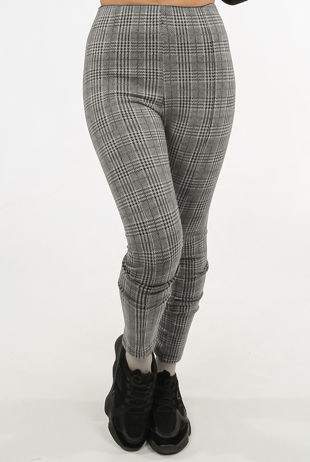 White Glen Plaid Pull On Leggings 