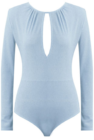 Sky Blue Key Hole Ribbed Bodysuit