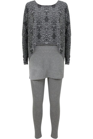 Grey Reptile Printed Pullover & Leggings Set