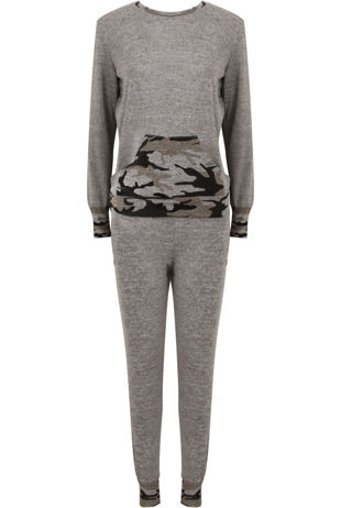 Grey Camouflage Embellished Tracksuit